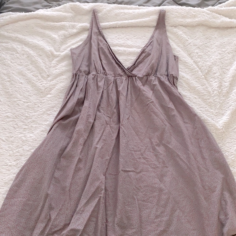 EUC Grey and tiny red polka dot dress.